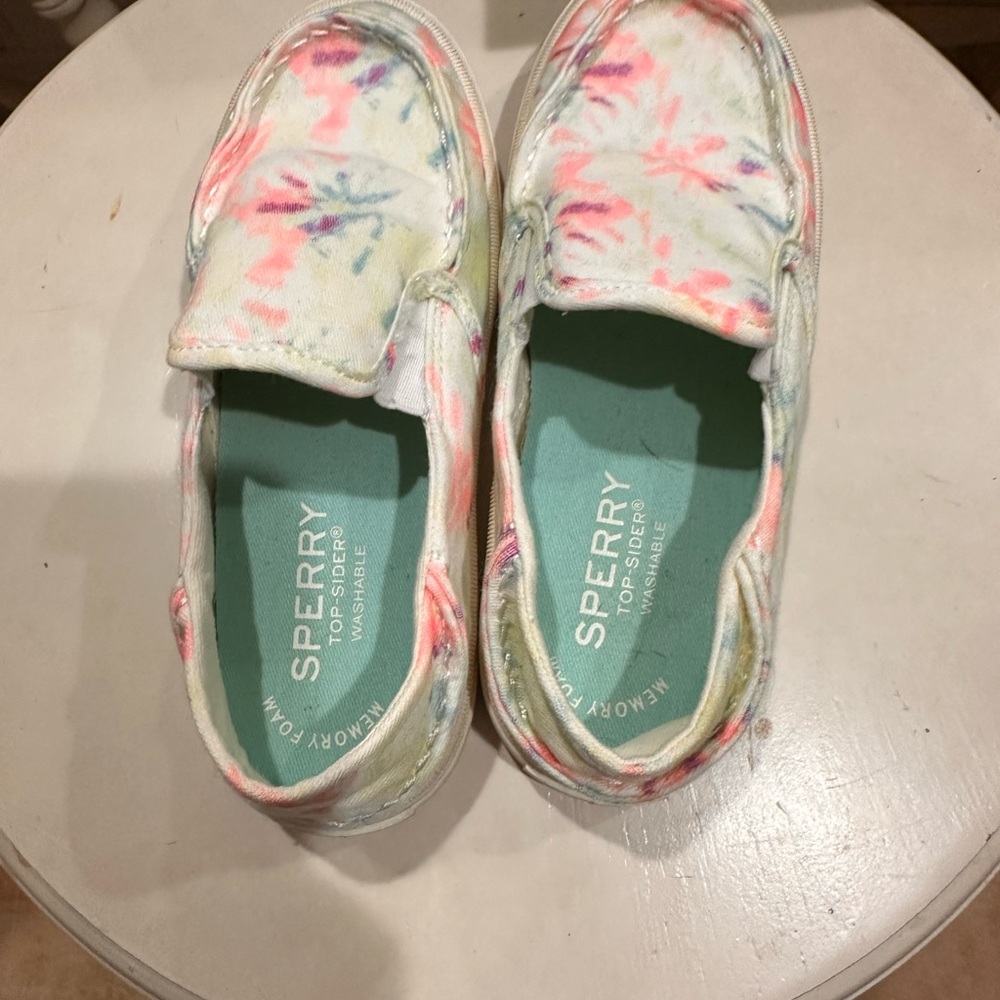 Sperry Pink and Green Moccasins Floral Slip-On Shoes